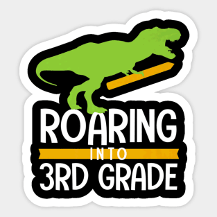 Dinosaur Roaring 3rd Grade Sticker